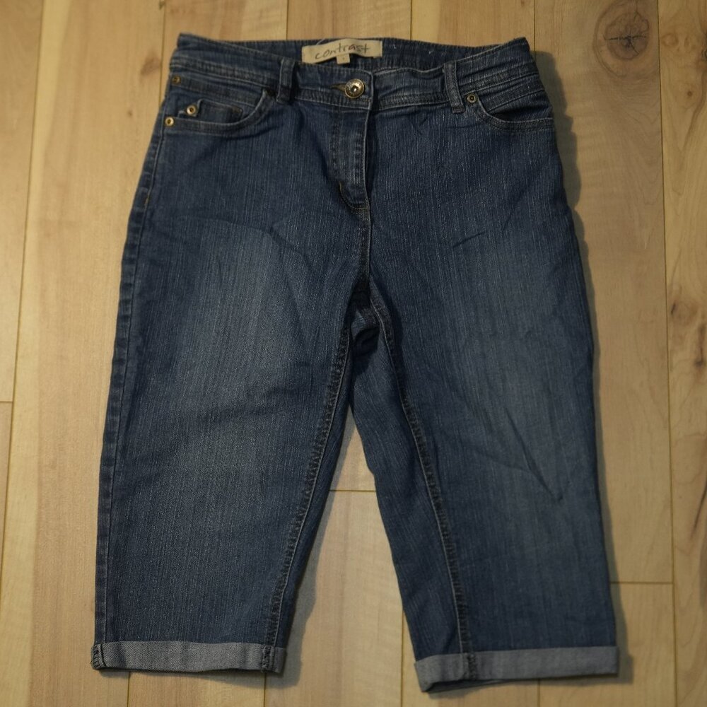 Y2K Denim Mid-Rise Capris w Rolled Cuff - Size 9